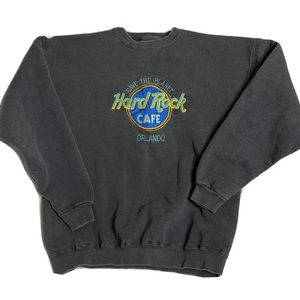 Hard Rock Cafe Orlando Embroidered Save the Planet Logo Men's L Black Sweatshirt
